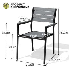 Aluminum Stackable Outdoor Dining Chair Set of 2
