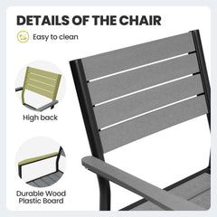 Aluminum Outdoor Dining Set with Umbrella Hole & Stackable Chairs