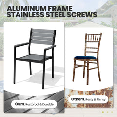 Aluminum Dining Set with Umbrella Hole & Polywood Chairs