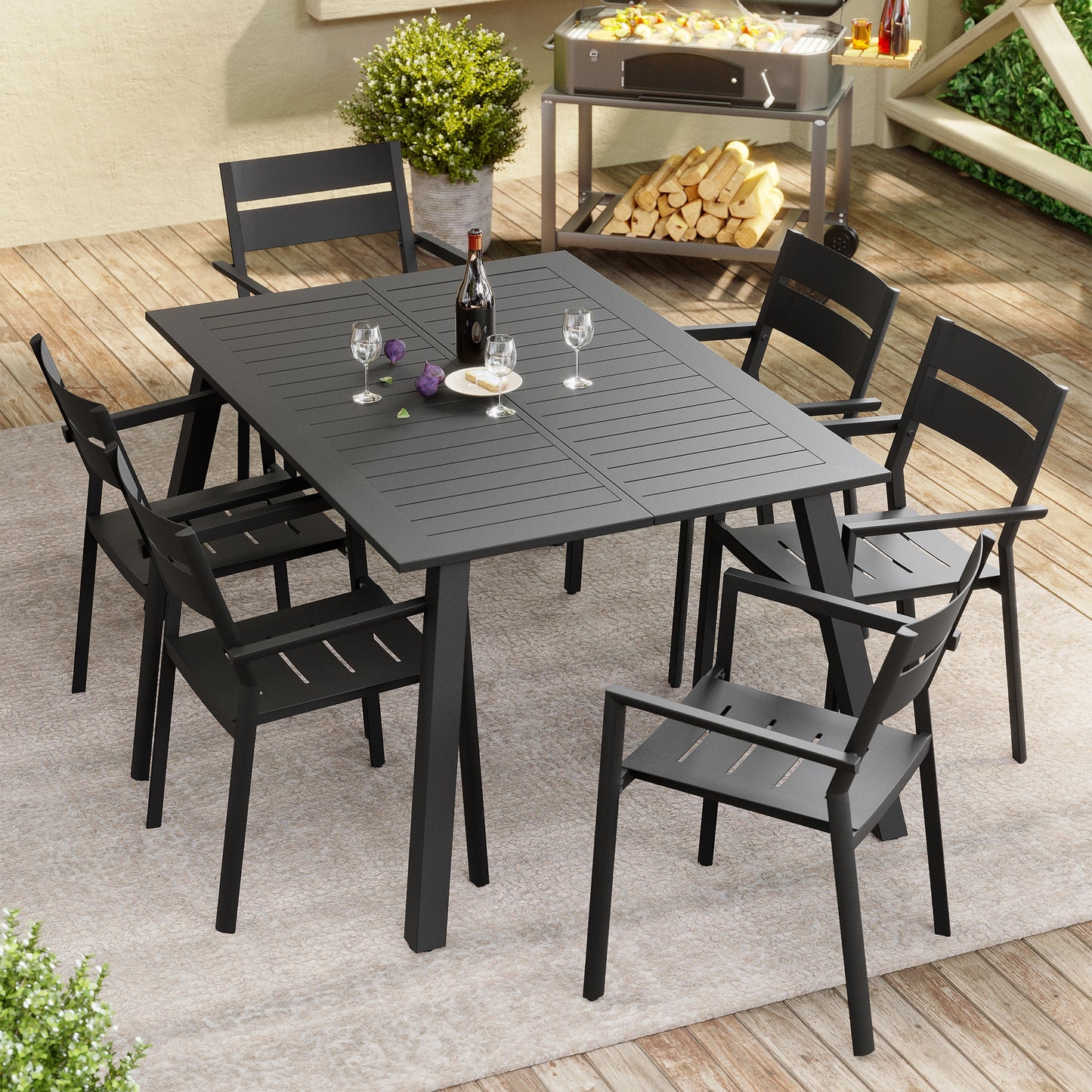 Crestlive Products 2pc Outdoor Stackable Aluminum Dining Chairs