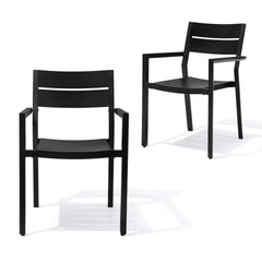 Aluminum Stackable Dining Chair Set of 2 with Armrests