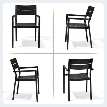 Crestlive Products Modern Aluminum Outdoor Dining Set with Expandable Patio Table and Arm Chairs