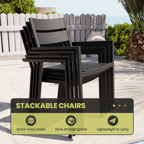 Crestlive Products Aluminum Outdoor Stackable Dining Chair Set of 2