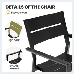 Aluminum Stackable Dining Chair Set of 2 with Armrests