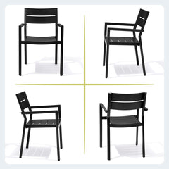 Aluminum Stackable Dining Chair Set of 2 with Armrests