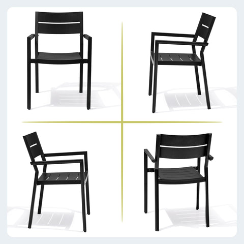 Crestlive Products Aluminum Outdoor Stackable Dining Chair Set of 2