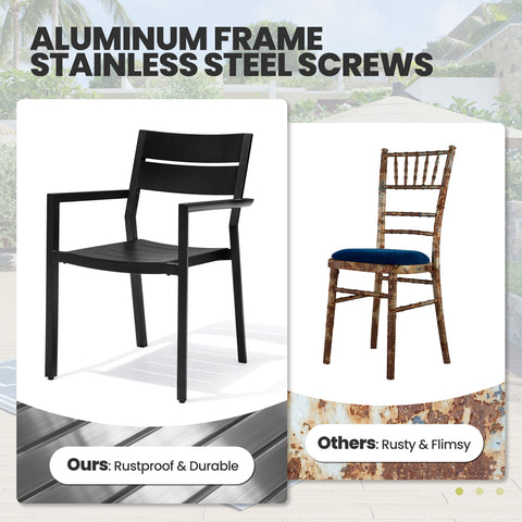 Crestlive Products Aluminum Outdoor Stackable Dining Chair Set of 2