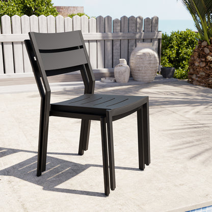 Crestlive Products Outdoor Modern Dining Chairs Aluminum Stackable Set of 2