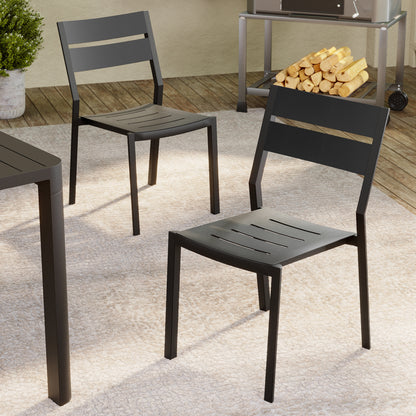 Crestlive Products Outdoor Modern Dining Chairs Aluminum Stackable Set of 2