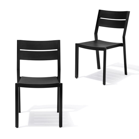 Crestlive Products Outdoor Modern Dining Chairs Aluminum Stackable Set of 2