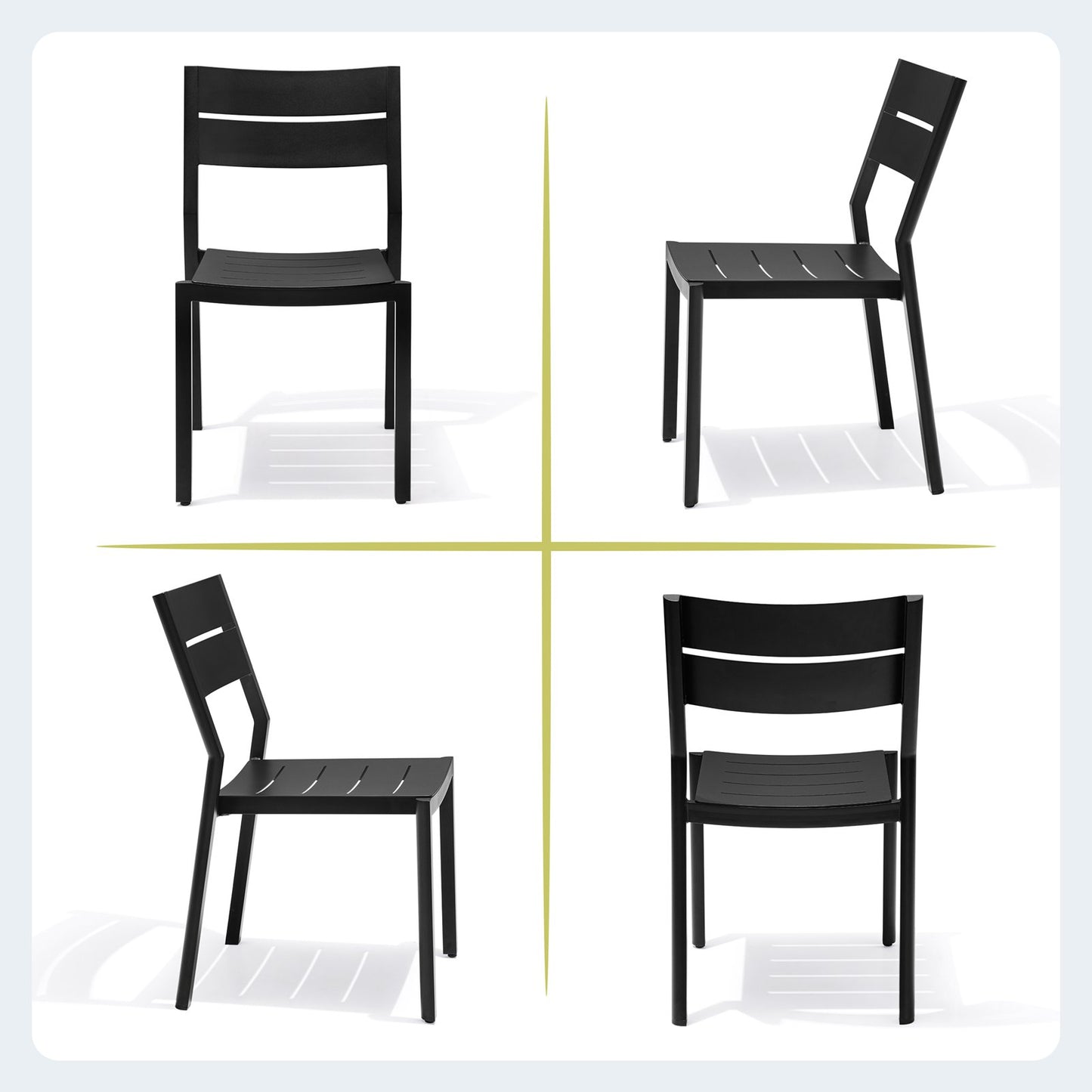 Crestlive Products Black Aluminum Expandable Patio Dining Table with Stackable Chairs