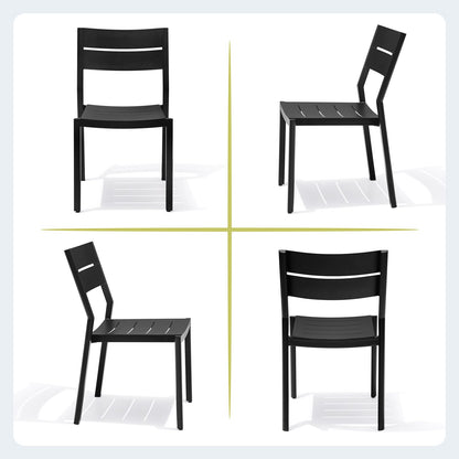 Crestlive Products Black Aluminum Expandable Patio Dining Table with Stackable Chairs