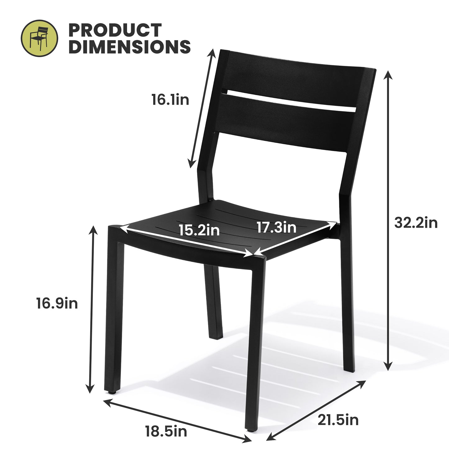 Crestlive Products Outdoor Modern Dining Chairs Aluminum Stackable Set of 2