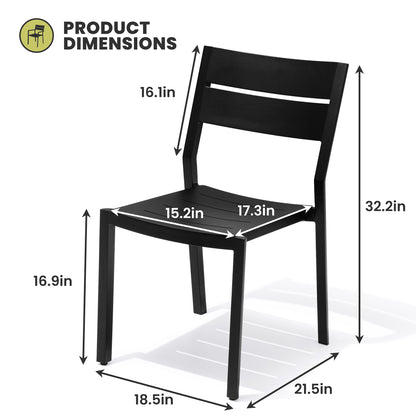 Crestlive Products Outdoor Modern Dining Chairs Aluminum Stackable Set of 2