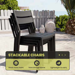 Aluminum Stackable Outdoor Dining Chair Set of 2