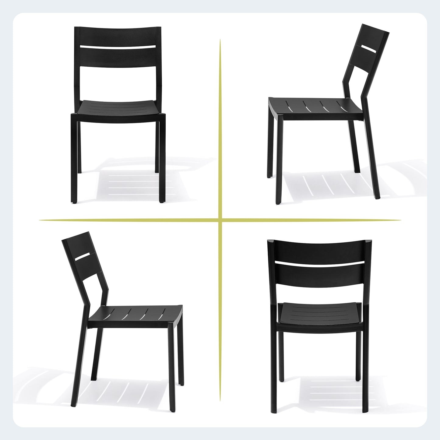 Crestlive Products Outdoor Modern Dining Chairs Aluminum Stackable Set of 2