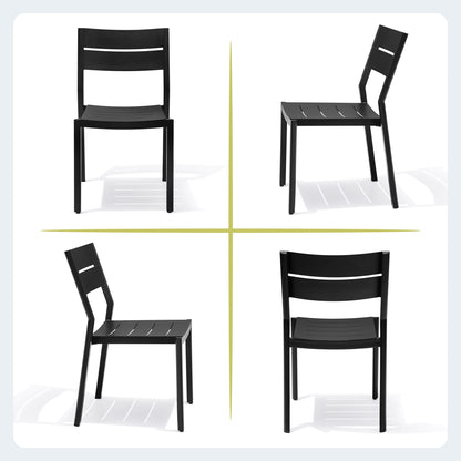 Crestlive Products Outdoor Modern Dining Chairs Aluminum Stackable Set of 2