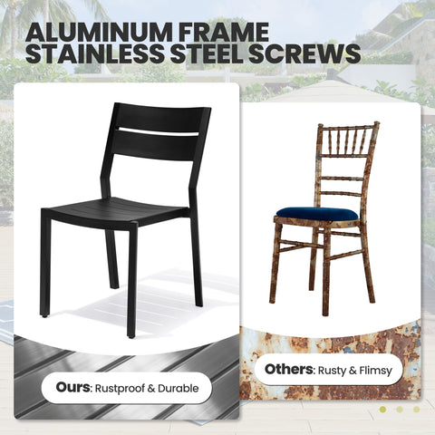 Crestlive Products Aluminum Outdoor Stackable Dining Chair Set of 2