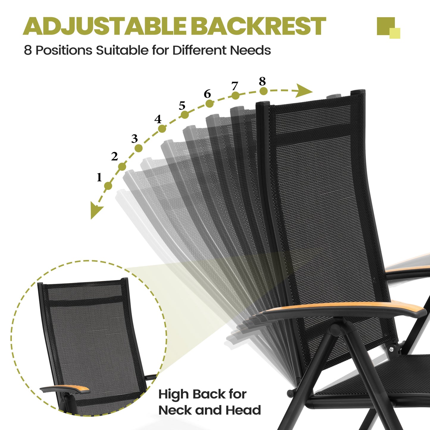 Crestlive Products Outdoor Patio Dining Set with Rectangular Table and Folding Chairs