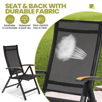 Crestlive Products Outdoor Patio Dining Set with Rectangular Table and Folding Chairs