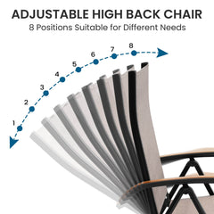 Aluminum 10-12 Person Outdoor Dining Set with Umbrella Hole & Folding Textilene Chairs