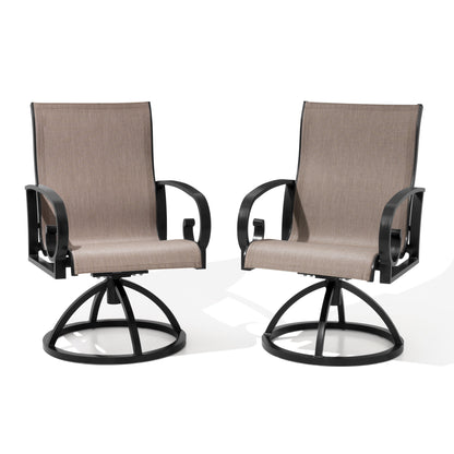 Crestlive Products Swivel Sunbrella Textilene Sling Steel Aluminum Frame Outdoor Dining Chair Set of 2