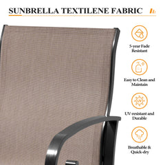 Aluminum Swivel Outdoor Dining Chair Set of 2 with Sunbrella