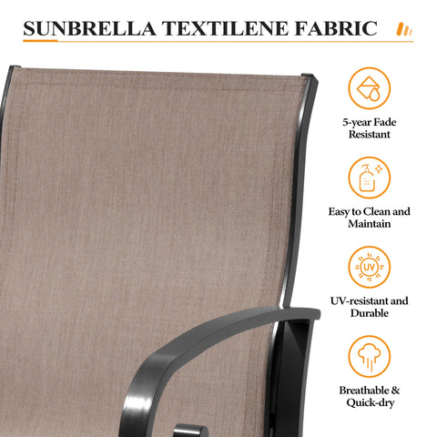 Crestlive Products Aluminum Outdoor Swivel Dining Chair Set of 2 with Sunbrella