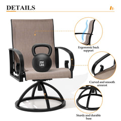 Aluminum Swivel Outdoor Dining Chair Set of 2 with Sunbrella