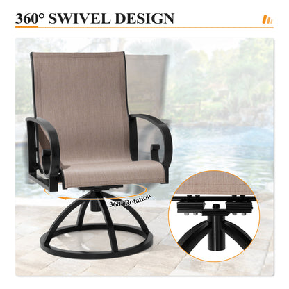 Crestlive Products Swivel Sunbrella Textilene Sling Steel Aluminum Frame Outdoor Dining Chair Set of 2