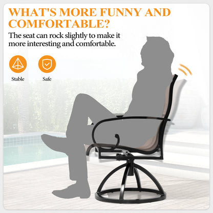 Crestlive Products Swivel Sunbrella Textilene Sling Steel Aluminum Frame Outdoor Dining Chair Set of 2