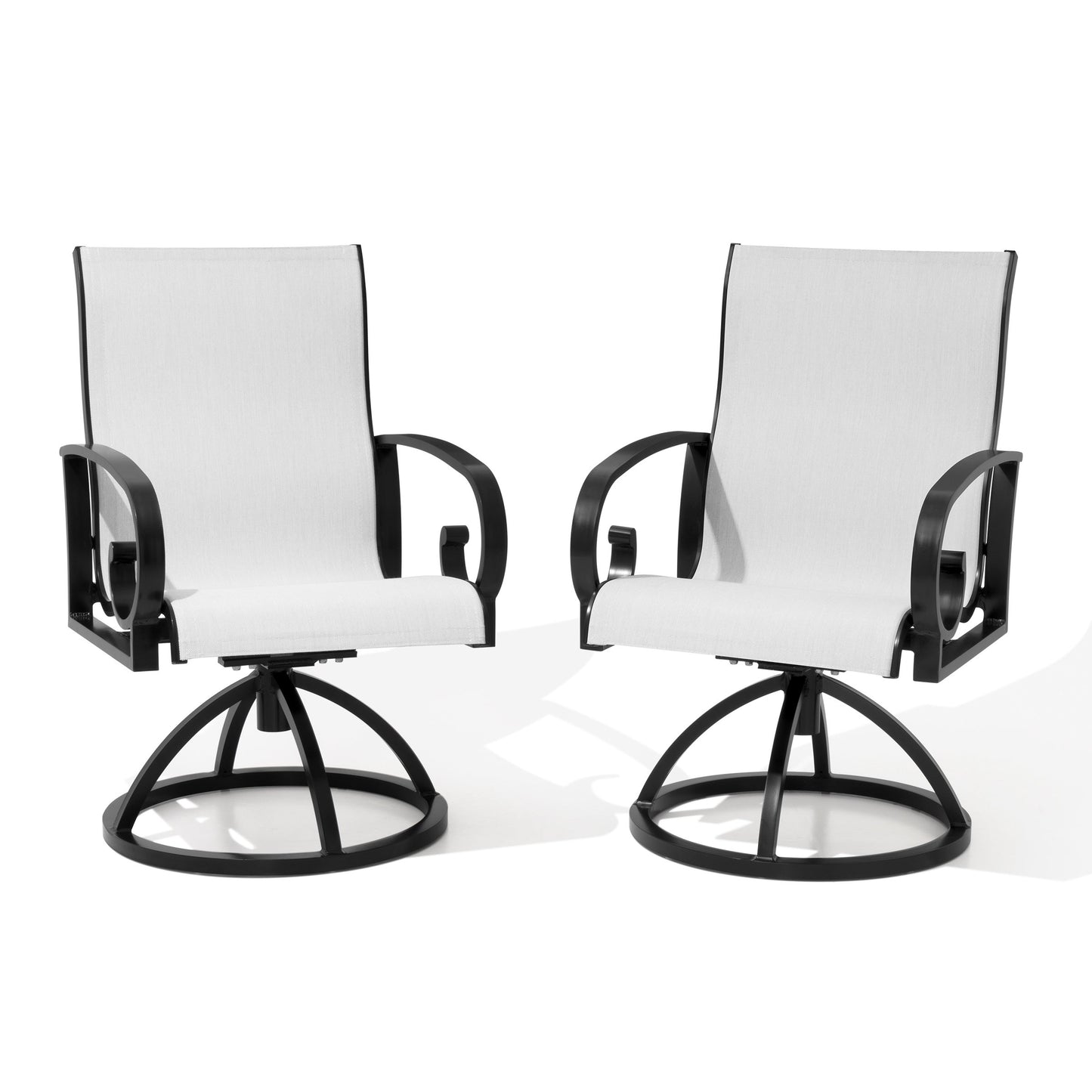 Crestlive Products Swivel Sunbrella Textilene Sling Steel Aluminum Frame Outdoor Dining Chair Set of 2