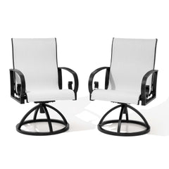 Aluminum Swivel Outdoor Dining Chair Set of 2 with Sunbrella