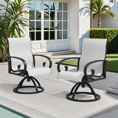 Aluminum Swivel Outdoor Dining Chair Set of 2 with Sunbrella