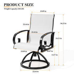 Aluminum Swivel Outdoor Dining Chair Set of 2 with Sunbrella