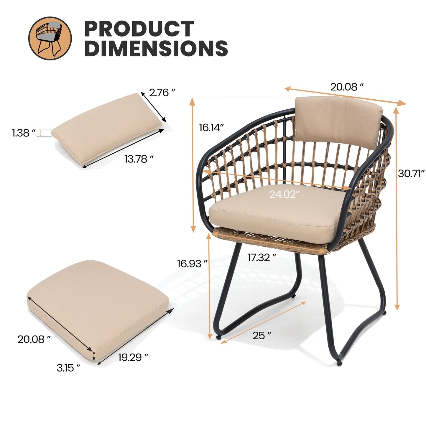 Crestlive Products Patio Dining Set with Rectangular Aluminum Table, Umbrella Hole, and Rattan Chairs