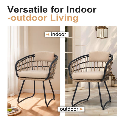 Crestlive Products Expandable Rectangular Aluminum Patio Dining Table with PE Rattan Chairs
