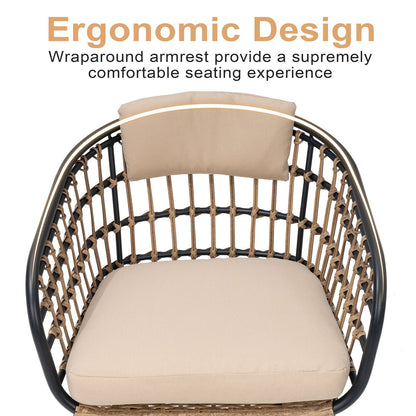 Crestlive Products Extending Rectangular Outdoor Dining Set with PE Rattan Chairs