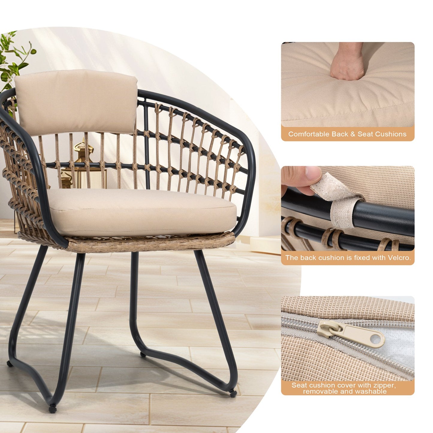 Crestlive Products Expandable Rectangular Aluminum Patio Dining Table with PE Rattan Chairs