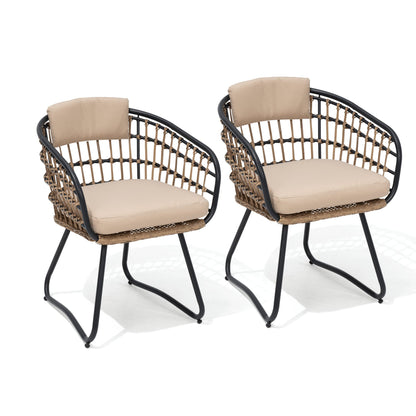 Crestlive Products Outdoor Ergonomic Rattan Chair Set with Cushions