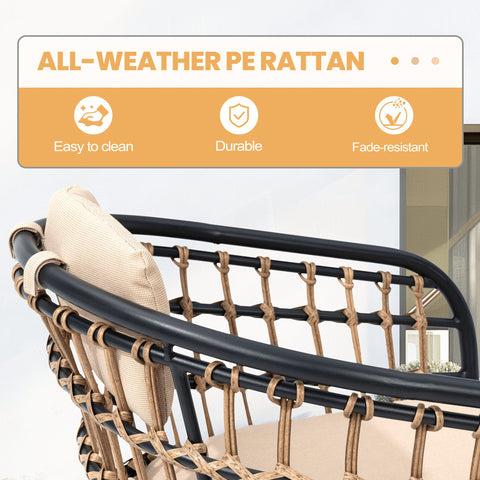 PE rattan outdoor chair with all-weather, durable, and fade-resistant material
