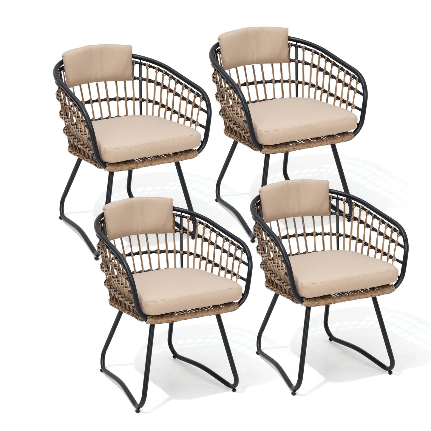 Crestlive Products Outdoor Ergonomic Rattan Chair Set with Cushions