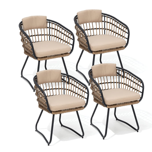 Crestlive Products Outdoor Ergonomic Rattan Chair Set with Cushions