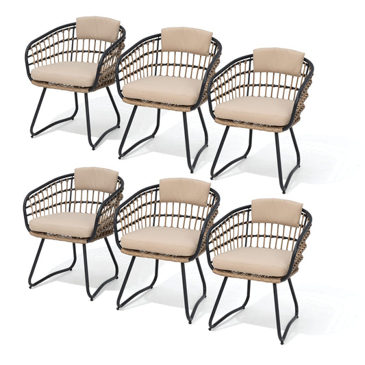 Crestlive Products Outdoor Ergonomic Rattan Chair Set with Cushions