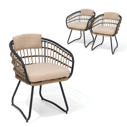 Crestlive Products Outdoor Ergonomic Rattan Chair Set with Cushions