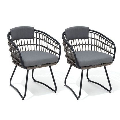 Crestlive Products Outdoor Ergonomic Rattan Chair Set with Cushions