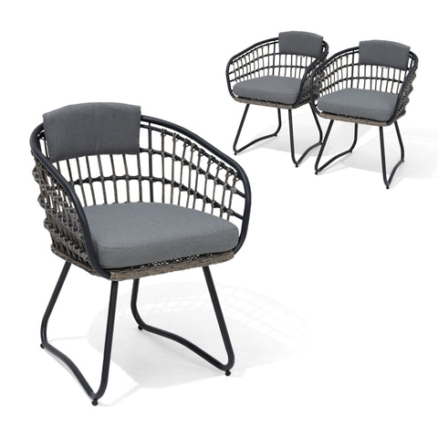 Three-piece PE rattan outdoor chair set in Gry