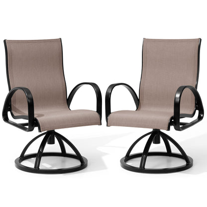Crestlive Products Outdoor Dining Aluminum Armchair With Sunbrella (Set of 2)