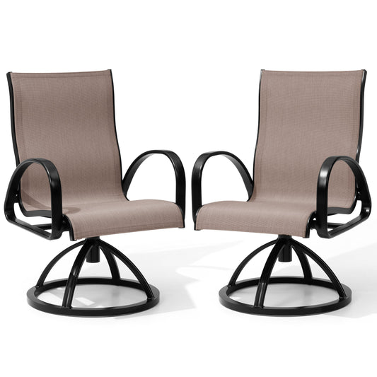 Crestlive Products Outdoor Dining Aluminum Armchair With Sunbrella (Set of 2)