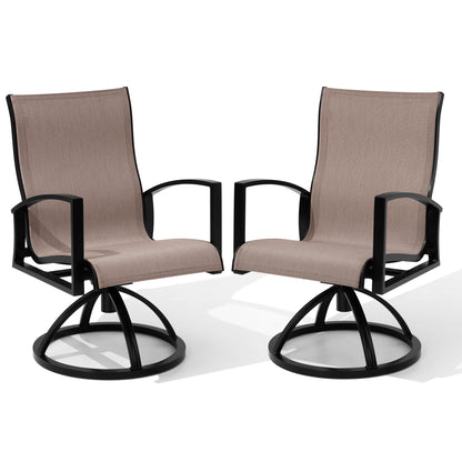 Crestlive Products Aluminum Patio Dining Chairs Outdoor Dining Armchair With Sunbrella (Set of 2)